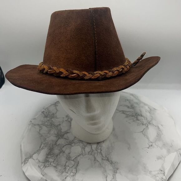 HENSCHEL Brown Suede Leather Walker Cowboy Hat-L - Picture 5 of 8